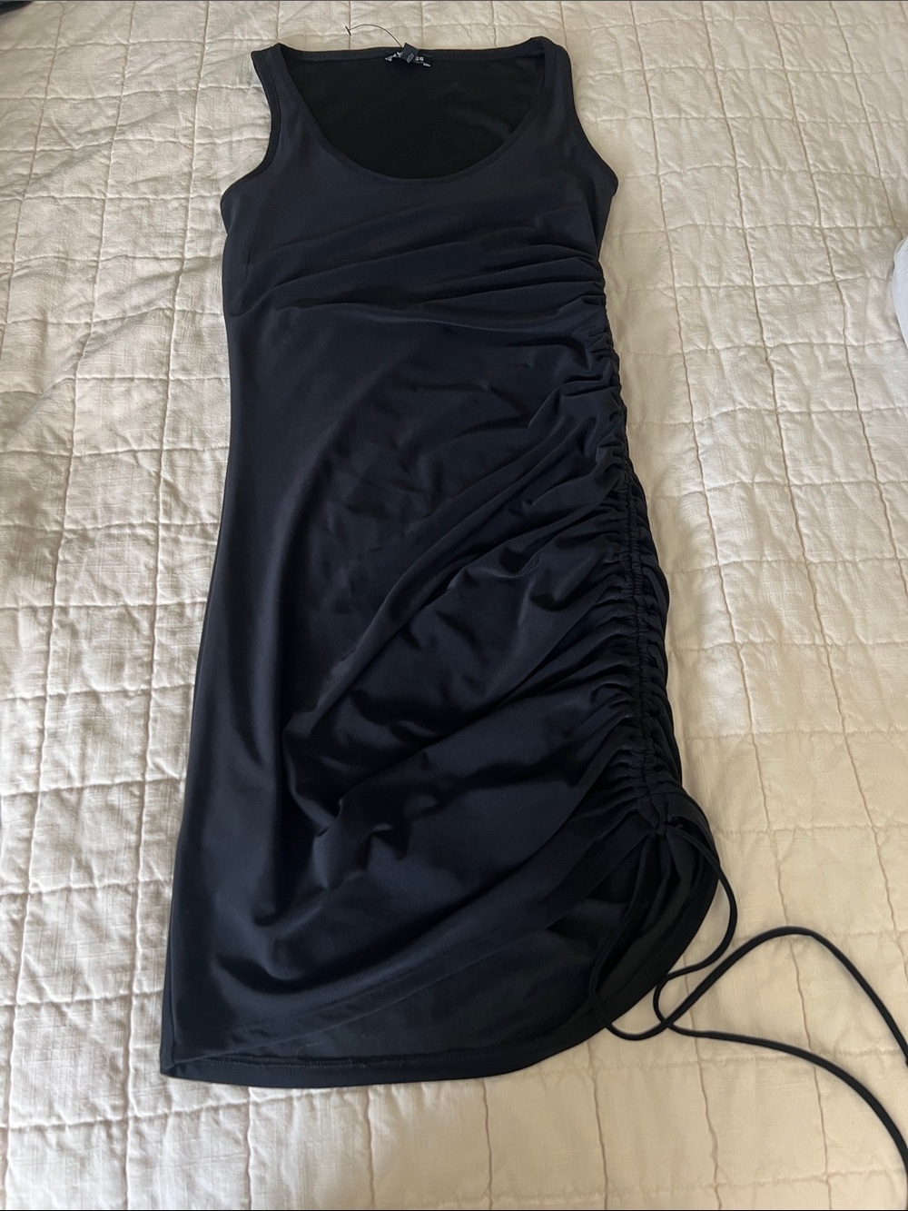 Express Sleeveless Black Ruched Side Dress